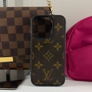 Authentic Louis Vuitton Monogram Brown & Gold iPhone 14 Pro Case